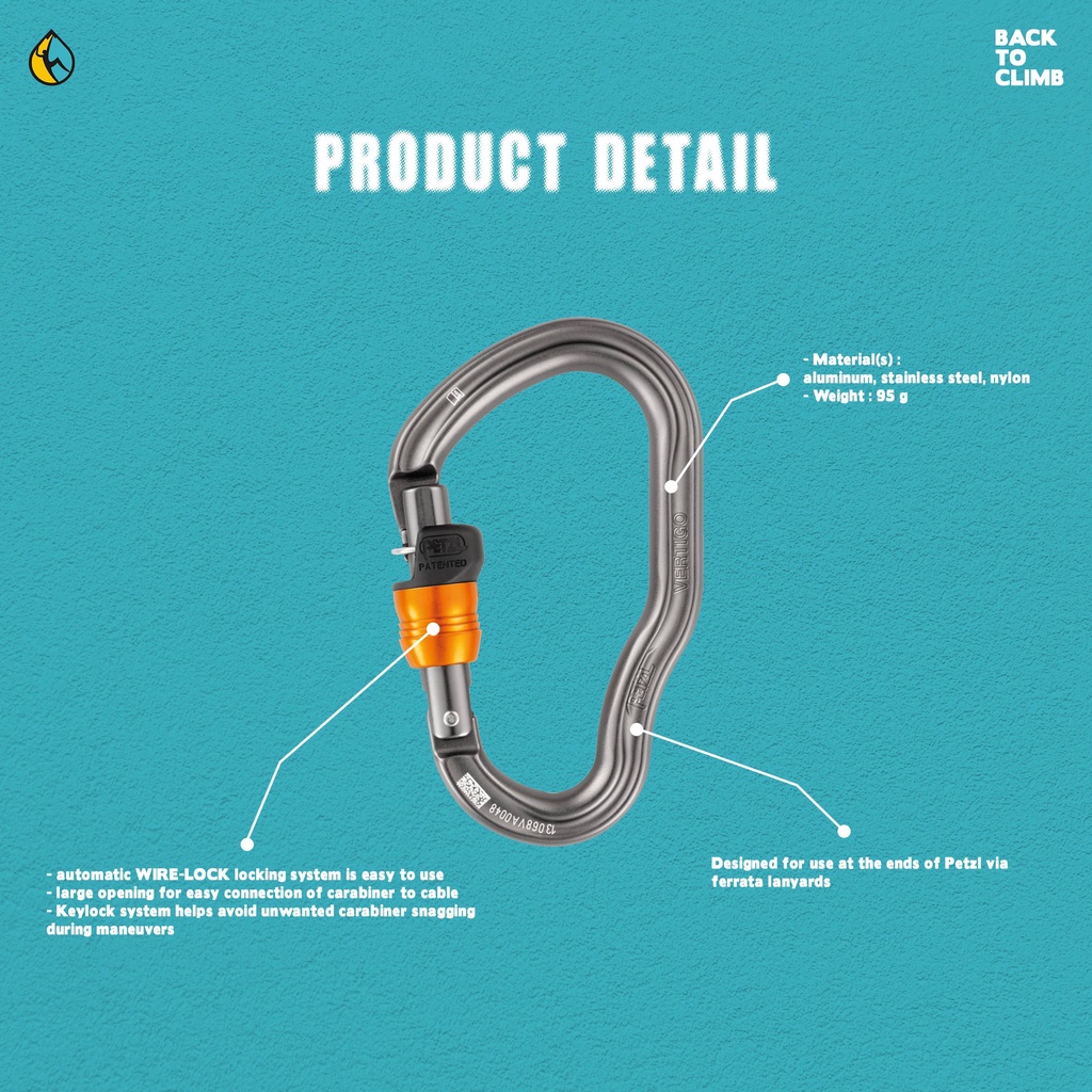 Carabiner petzl vertigo wire-lock Outbond safety rescue industry