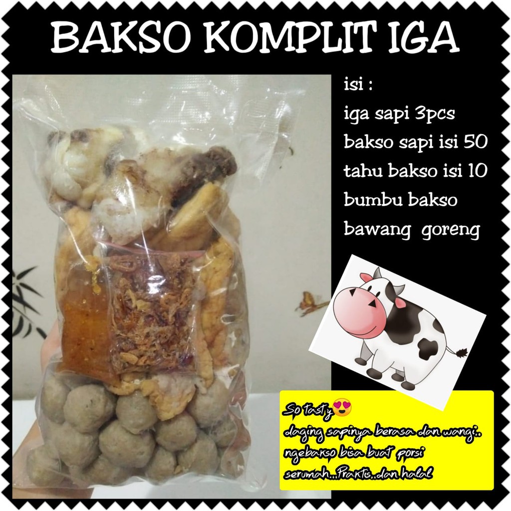 

Enakkk!!! Bakso Komplit Iga isi 50/ isi 20include bumbu (halal)