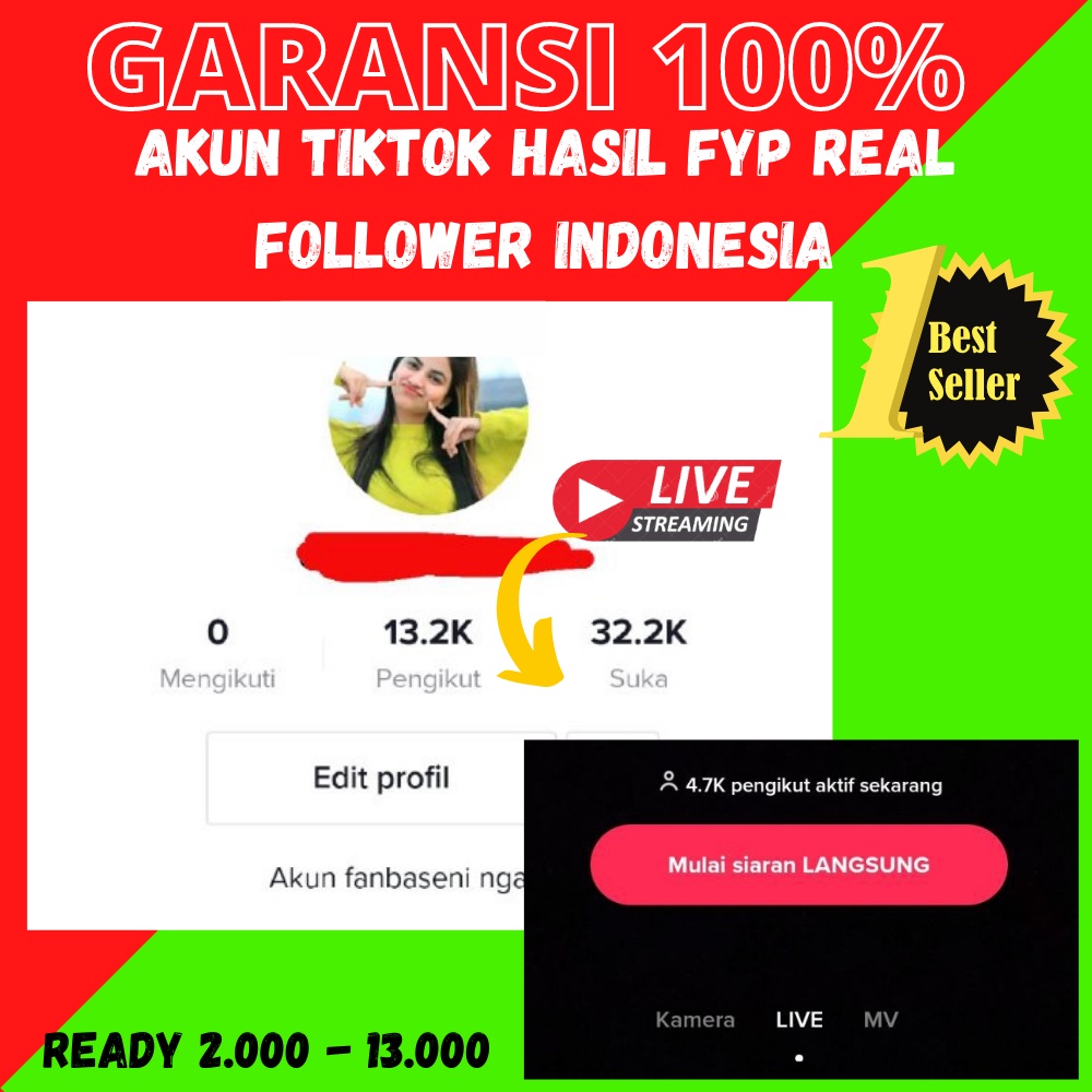 Jual Akun Tiktok Shop Fyp Real Followers Aktif Indo Murah GARANSI