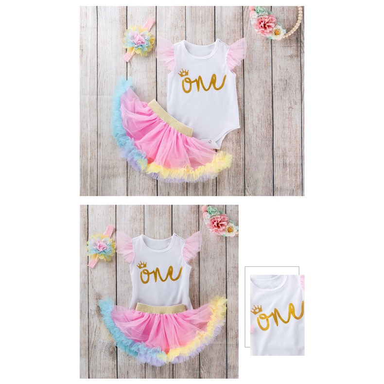 NEW Set jumper tutu bayi dan bandana bayi baju romper /jumper anak perempuan motif one