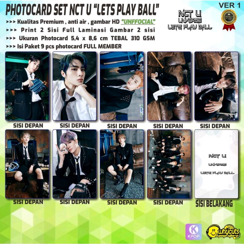 PHOTOCARD PC SET  PREMIUM NCT U // LETS PLAT THE BALL // ISI 9 // Full laminasi