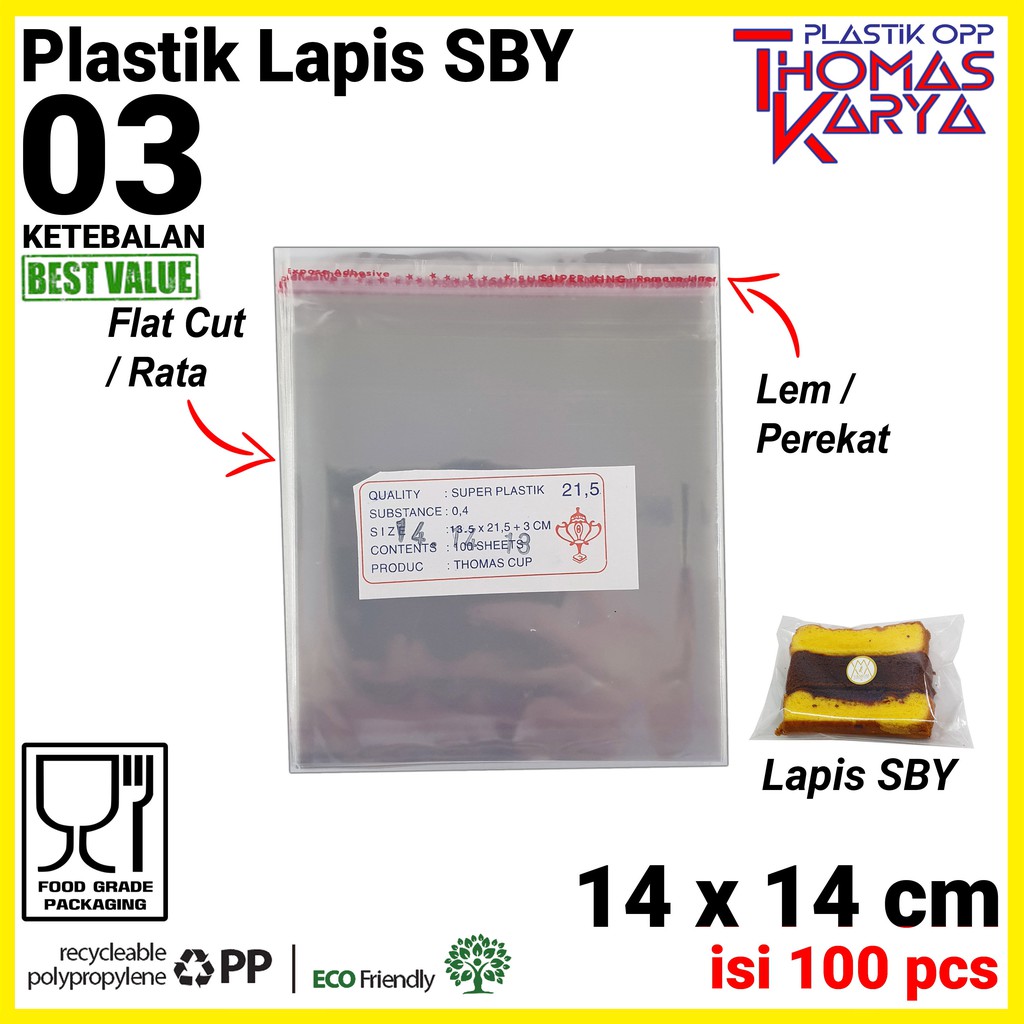 Plastik OPP 14x14 isi 100 Kantong Bening Bungkus Donat Lapis Surabaya Roti Manis Kue Kukis
