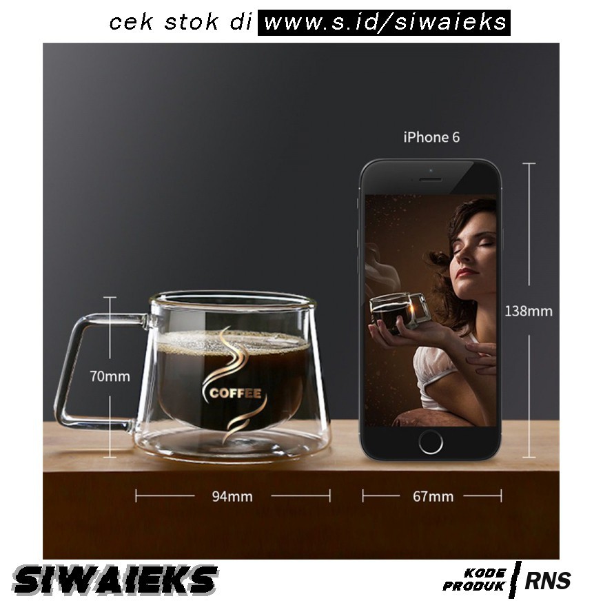 Grab Medan Cangkir Kopi Double Glass Coffee Mug 200ml RNS Doomed  CRW77382 - Transparent