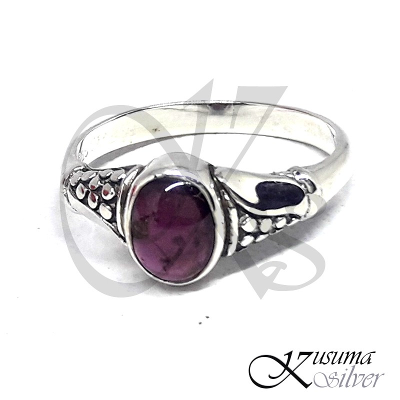 Cincin Ring Perak Silver Bali Midi Batu Merah Oval Jagung Asli 925 Pria Laki Wanita Keren Custom