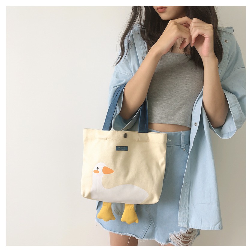 TC-98 tas tote bahu shoulder bag wanita canvas kanvas bebek daisy kampus import korea jepang