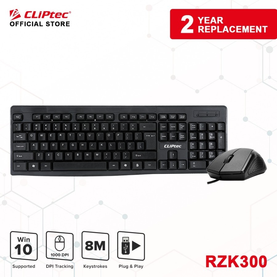 Keyboard and Mouse Combo Set Wired CLIPtec RZK300 Exclusive