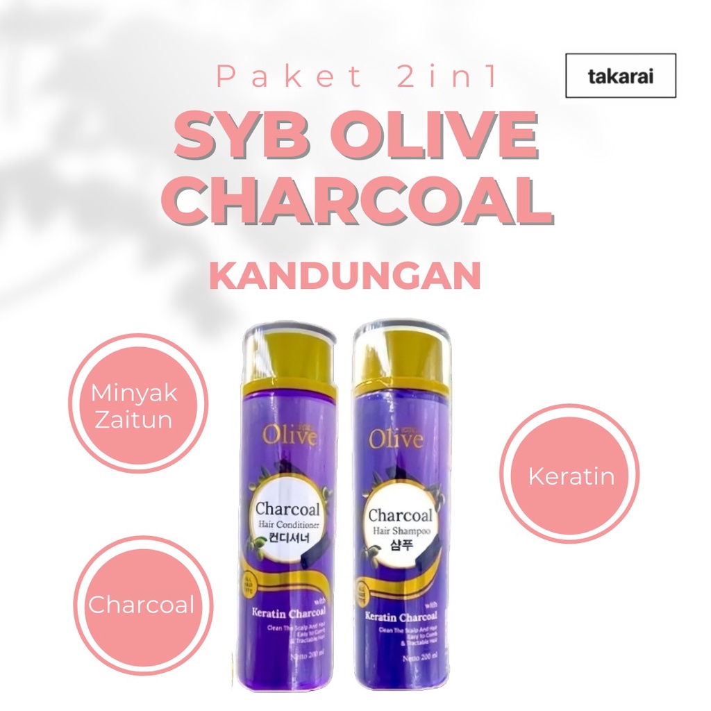 [ORI] SYB Paket 2in1 Olive Charcoal Hair Series Shampoo + Conditioner Perawatan Rambut Kusut - 200ml BPOM