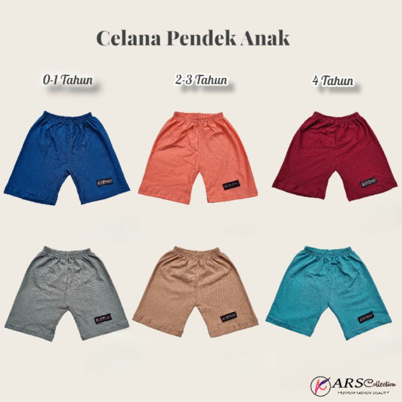 Celana Pendek Anak Unisex 100% Cotton Combed 30s A.R.S Collection