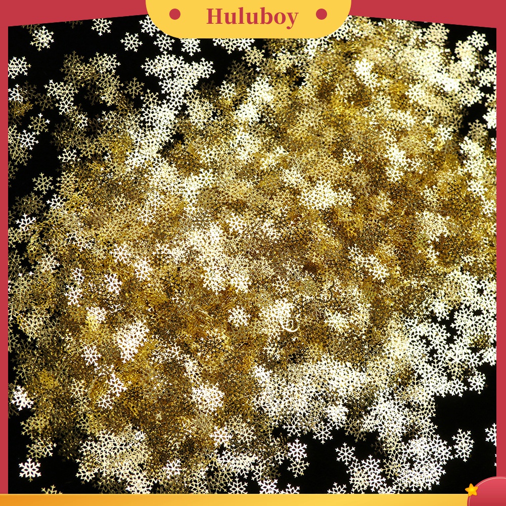 Huluboy Huluboy♡ 90pcs / Kotak Sequin Ultra Tipis Bentuk Snowflake Natal Warna Emas Untuk Dekorasi Manicure