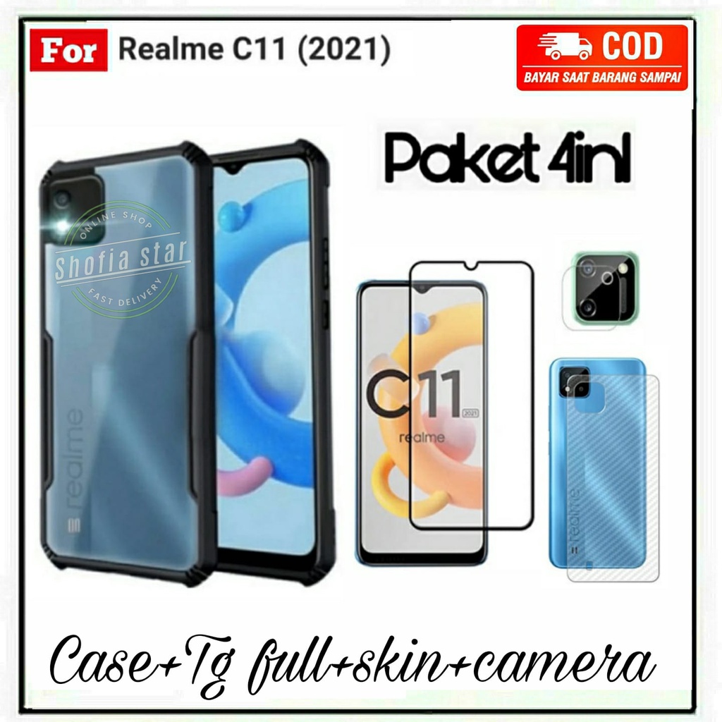 4in1 Case Realme c11 c12 c20 c21y c25 c25s c21 c15 Softcase Shockproof Transparan Camera Protect Casing