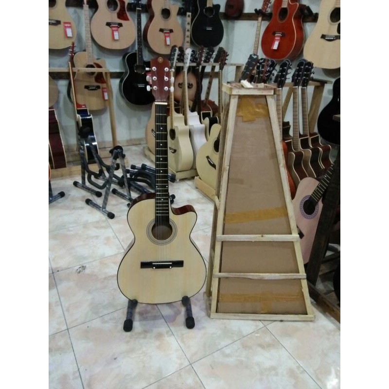 GITAR AKUSTIK PEMULA YAMAHA FREE PACKING KAYU