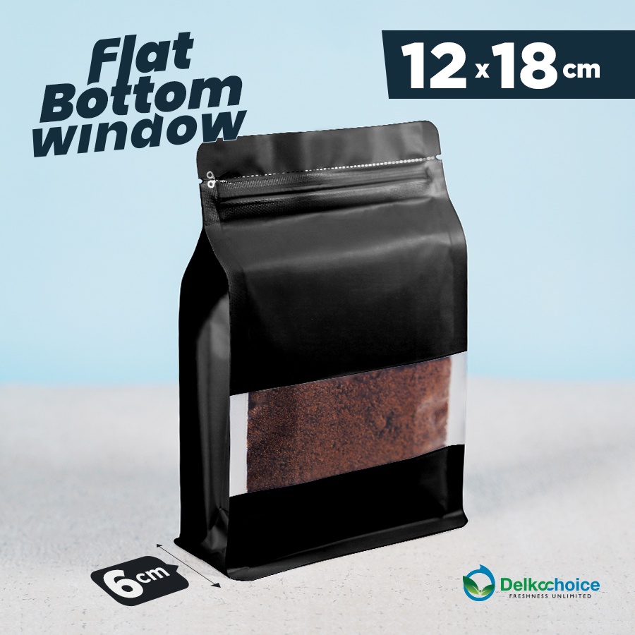 STANDING POUCH FLAT BOTTOM WINDOW BLACK PREMIUM - NON VALVE