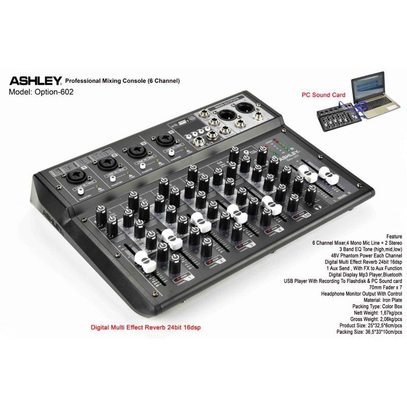 Mixer Ashley Option 602 garansi 2tahun audio mixer Ashley