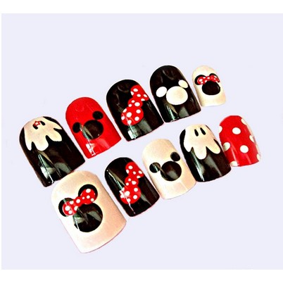 Nailart - 24 pcs kuku palsu bermotif mickey mouse (BEST SELLER)