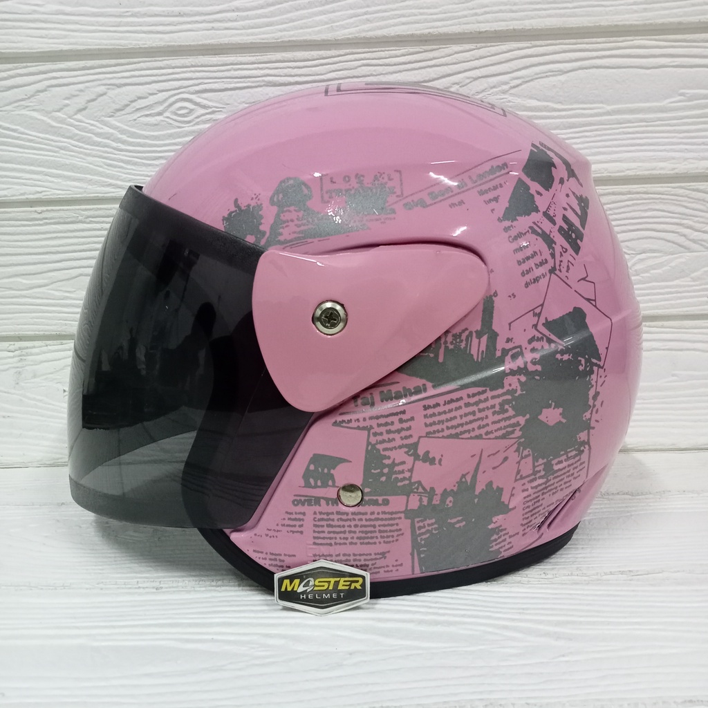 Jual Bisa Cod Helm Half Face Evolution Motif Koran Pink Glossy Mirip