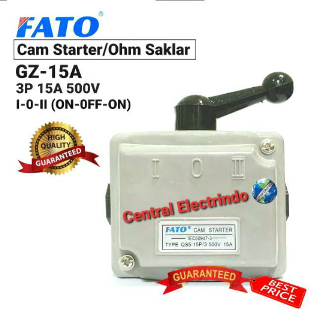 Cam Starter/Ohm Saklar FATO GZ-15A (3300Watt) 3P I-0-II (ON-OFF-ON).