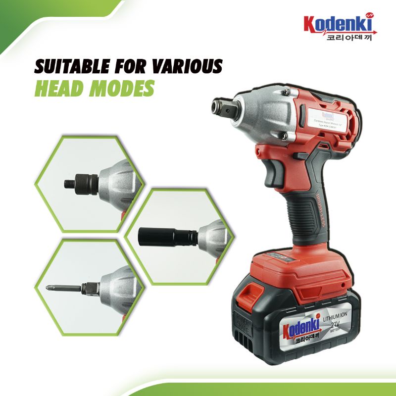 Cordless Impact Wrench Driver Kodenki Mesin Bor Buka Baut Baterai