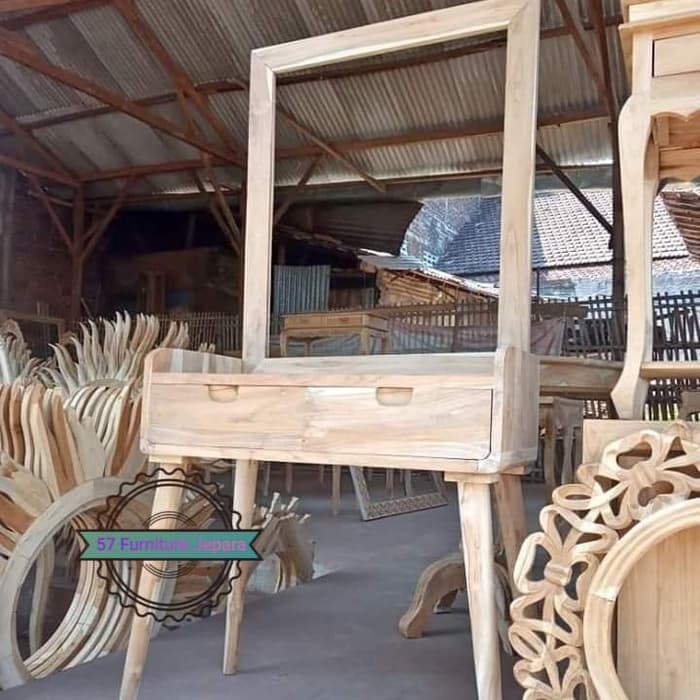 Meja rias retro kayu jati mentahan