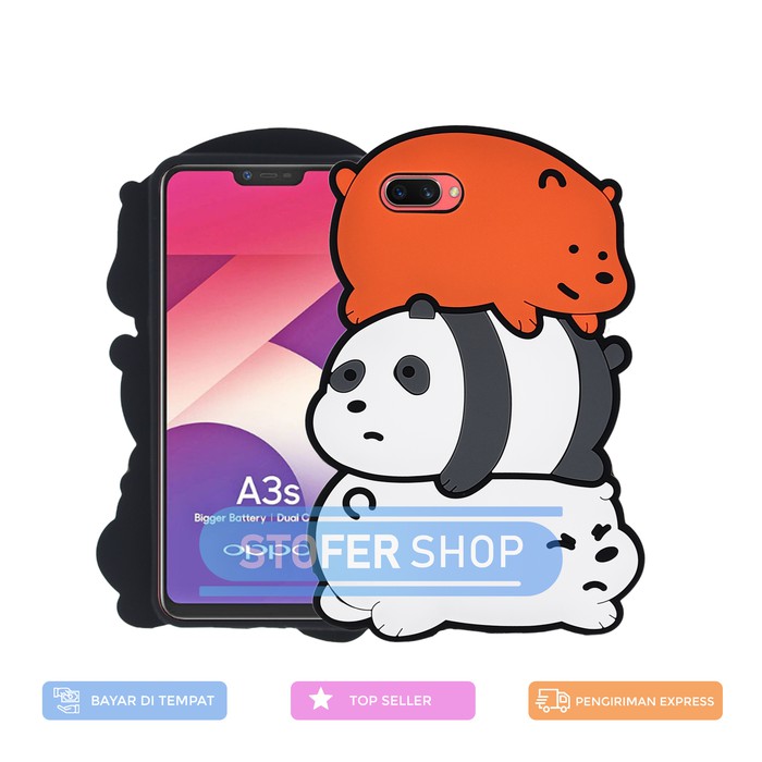 3D Case Oppo A3S oftcase 4D Karakter Boneka we bare bears oppo a3s