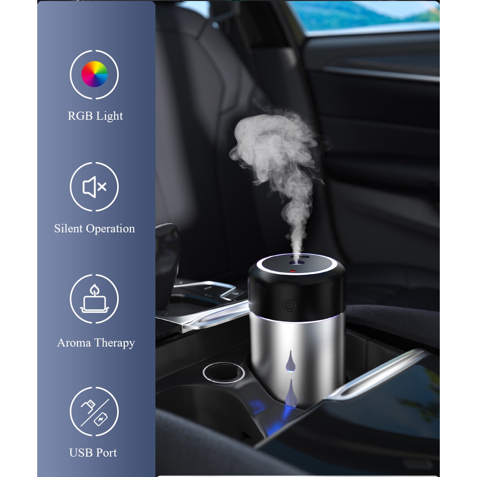 Car Humidifier Diffuser Pelembab Pewangi Mobil Aroma Therapy Atmosphere Mood Light