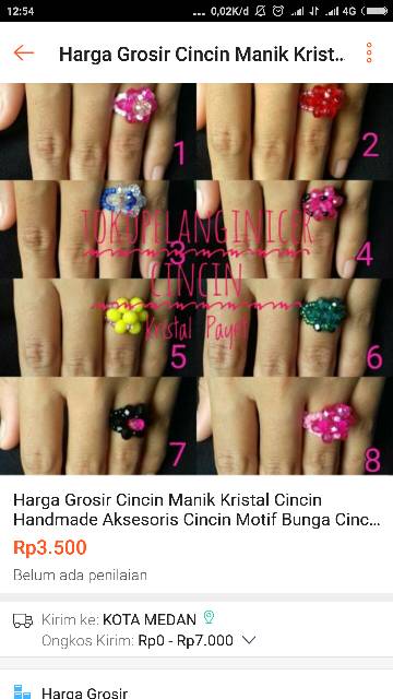 Cincin Manik Kristal Handmade Motif Bunga/ Cincin Hijab by tokopelanginicer Pusat Grosir Aksesoris