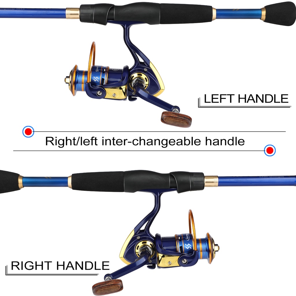 Set Memancing Telescopic Portabel Tongkat pancing Gulungan Memancing Dengan 5.2: 1GR 12BB dan Lengkap Gratis Senar pancing Umpan pancing untuk Air Tawar untuk Pemula dan Anak-anak