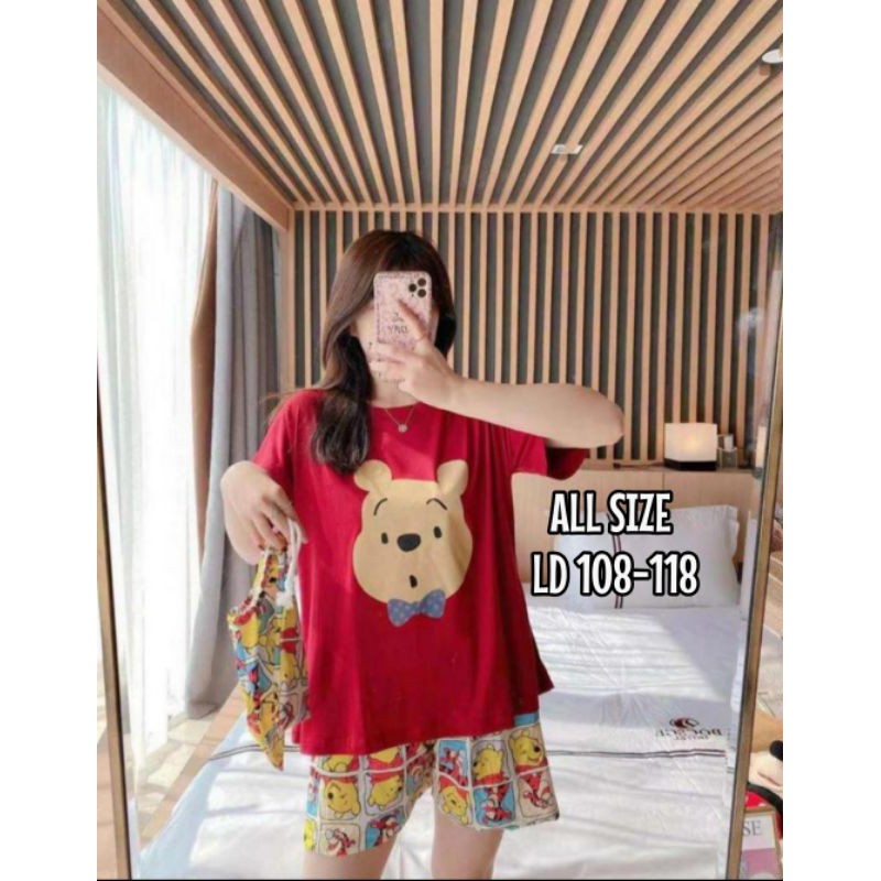 Baju tidur import stelan hp piyama wanita import free pouch C13-D1