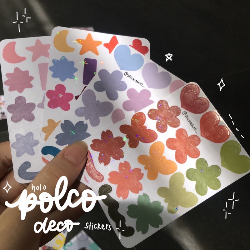 

Hologram Polco Deco Stickers — kpop anime polaroid card decoration holo sparkle journal stickaboo