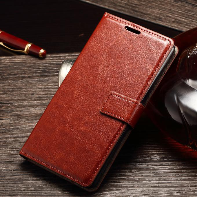 Terbaru Leather Flip Cover Wallet Sony Xperia M5 Aqua Dual Case Casing Dompet Terlaris Model Baru