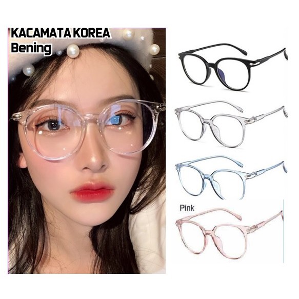 KM05 - Kaca Mata Bulat Design Korea Pria Wanita Kacamata Oval Korea/Kacamata Design Retro Bening