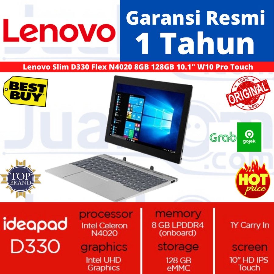 Lenovo Slim D330 Flex N4020 8GB 128GB eMMC 10.1&quot; W10Pro Touch