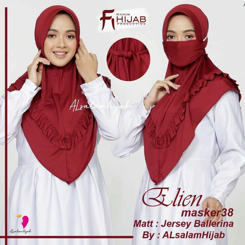Hijab Instant Alsalam + Masker free. Kerudung Langsungan
