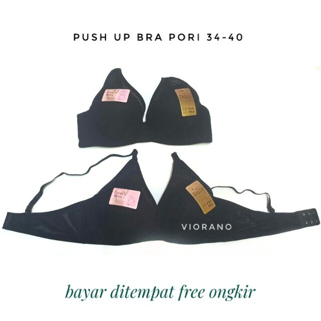 Bra Tally Push Up Breast Pori Dengan Kawat Bh Basic Wanita 1953 Model Jaring Busa Tipis Size 34-40