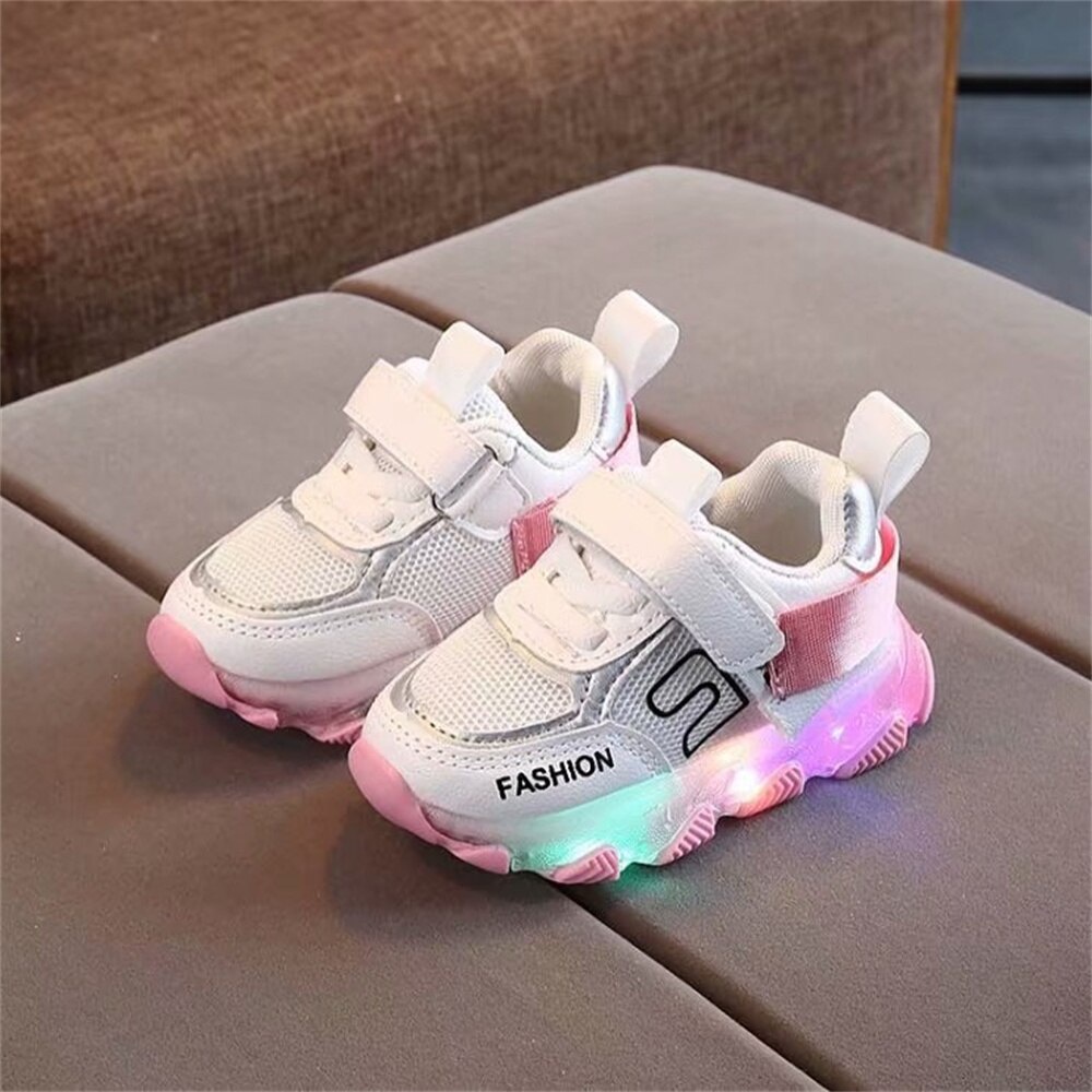 Sepatu Anak Laki Laki Sepatu Anak Perempuan Sepatu Sport Anak LED MOTIF 015 Casual Import