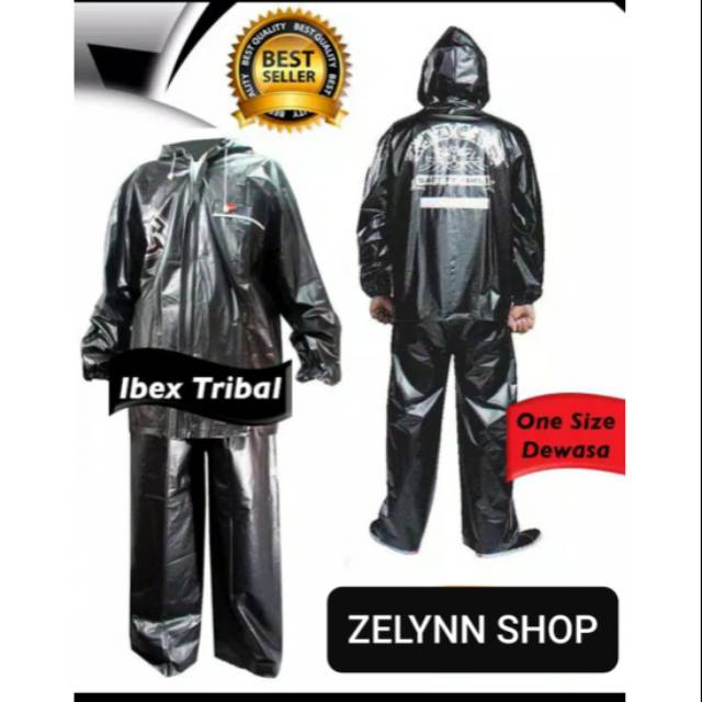 Jas hujan tribal hitam / jas hujan ibex