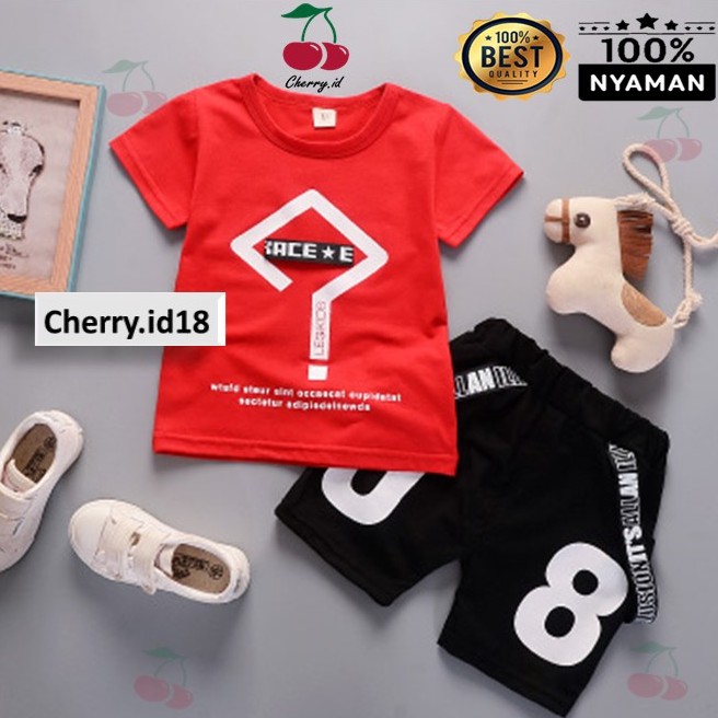 ( 6bln - 3thn ) COD Setelan Baju Anak / Pakaian Lengan Pendek Anak Laki-Laki Gambar Tanda Tanya SB03