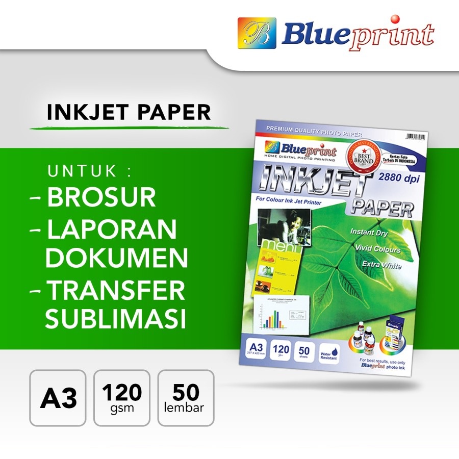 Blueprint Inkjet Paper A3 120gsm 50 lembar Kertas Foto