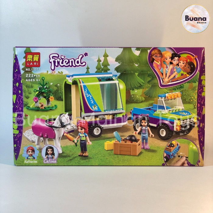 BRICKS LARI FRIENDS HORSE TRAILER MAINAN EDUKASI ANAK CEWE PEREMPUAN BRICK BLOCK FRIEND 11377