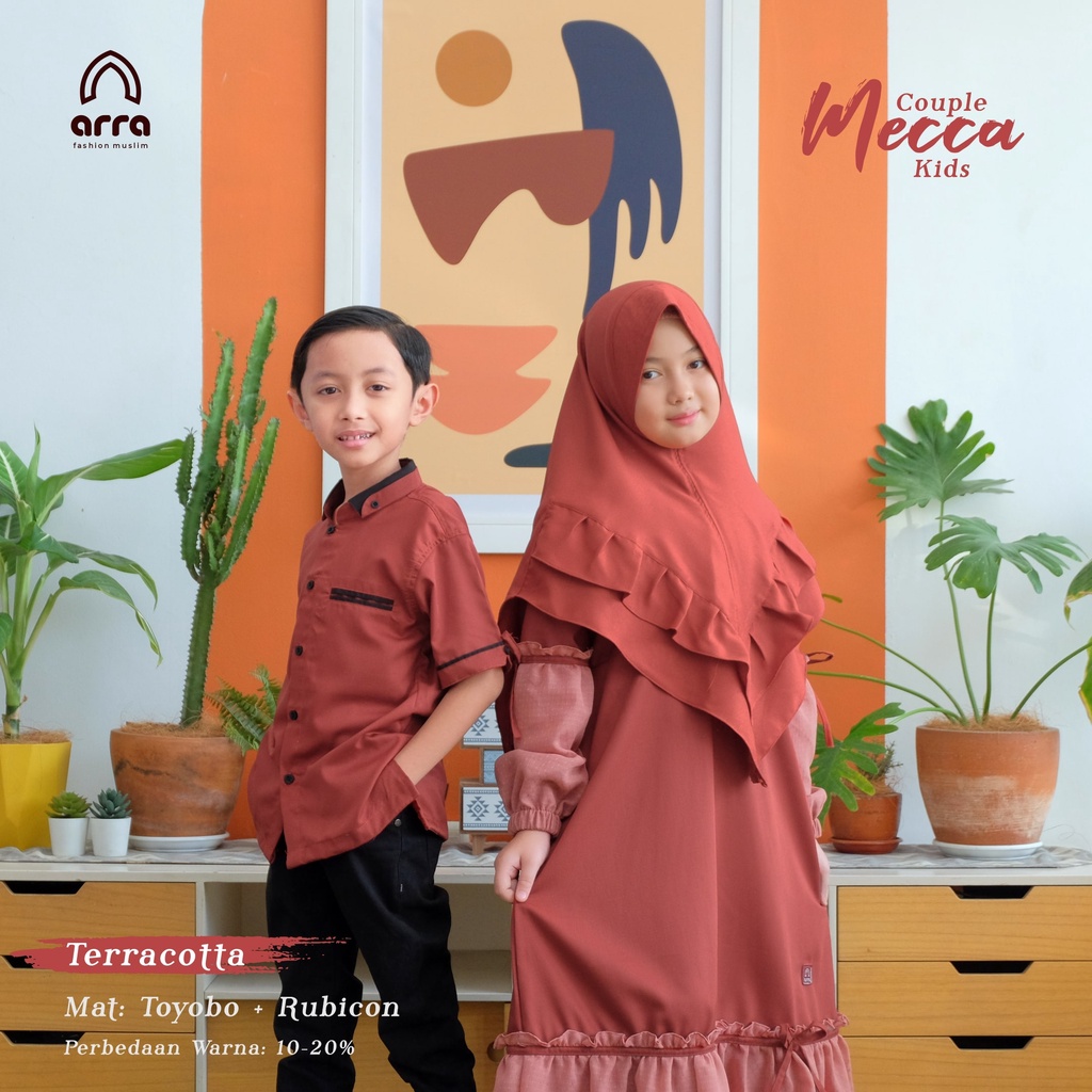 Sarimbit Keluarga 2023 Arra Mecca Terracotta Baju Couple Keluarga Lebaran 2023