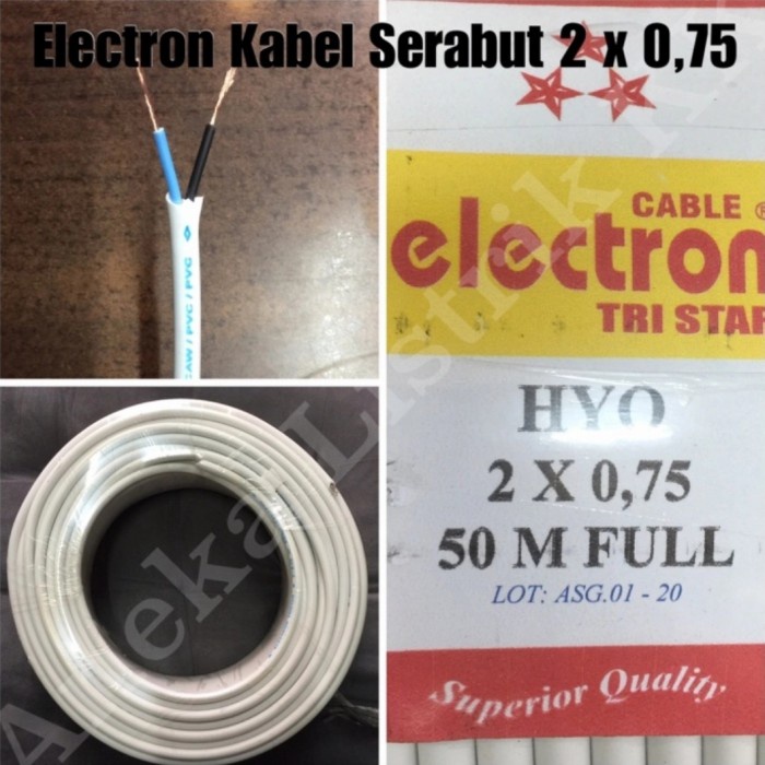 KABEL ELECTRON NYMHY 2 x 0,75 50m 2x0,75 NYM HY SERABUT 2 x 0.75 - Putih