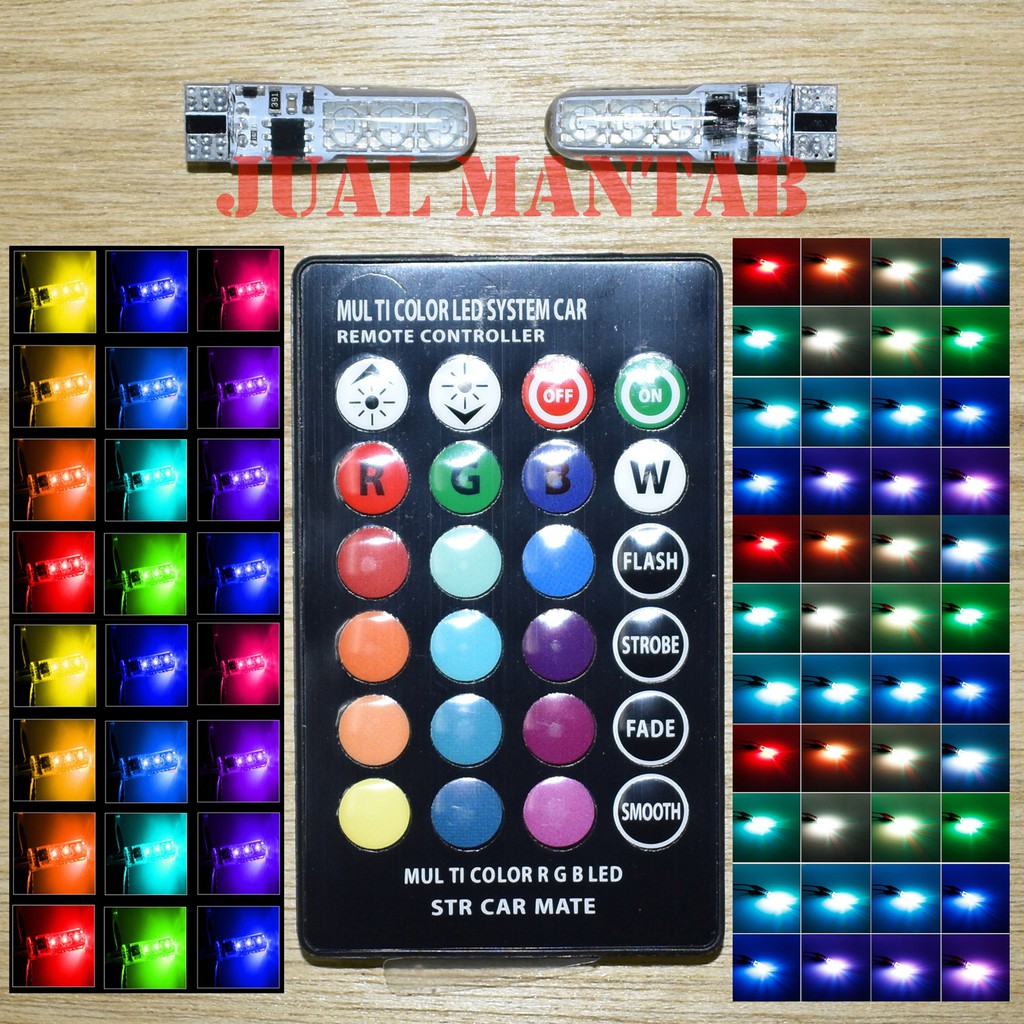 New Variasi Lampu Jelly Remote RGB Lebar T10 Silikon 5050-6SMD Motor &amp; Mobil