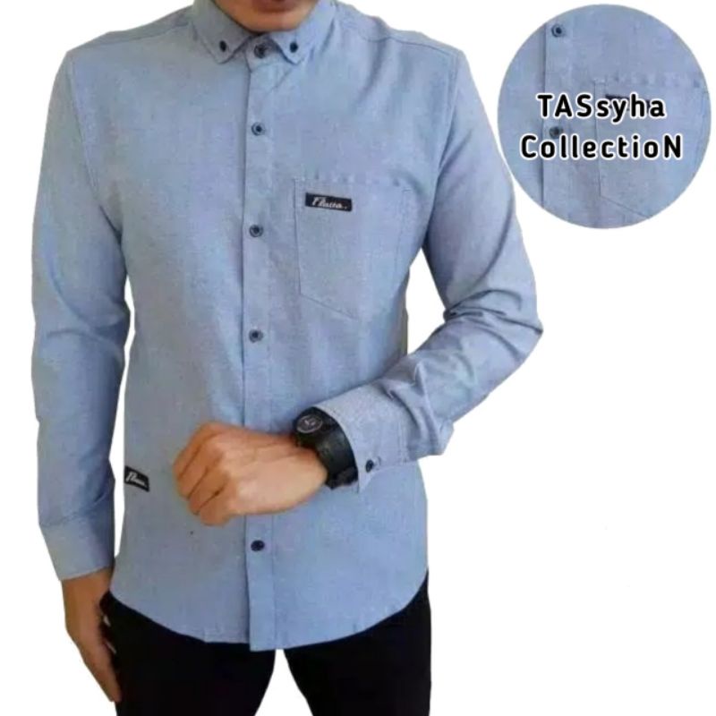 Kemeja Merah Maroon / Kemeja Pria / Kemeja Lengan Panjang / Kemeja Polos-BIRU MUDA