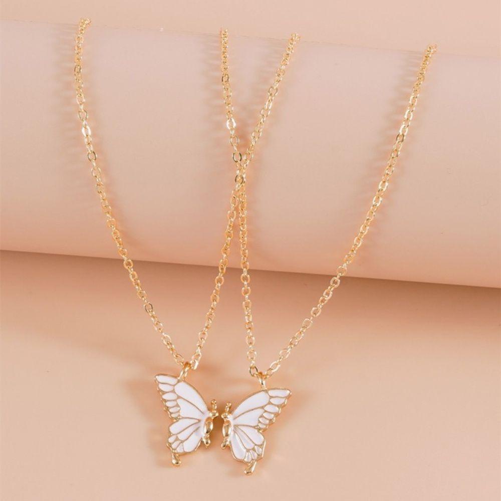 Mxbeauty Best Friend Kalung Butterfly 2pcs Set Desain Rasa Hadiah Untuk Teman Temperamen Gaya Korea Kalung