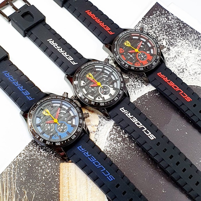 [COD] JAM TANGAN PRIA FERRARI ANALOG DATE KULIT CHRONO ACTIVE KADO KEREN FREE BOX BATERAI TERABRU