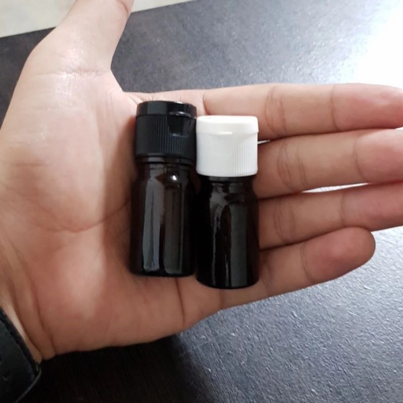 botol kaca 5ml coklat tebal tutup fliptop