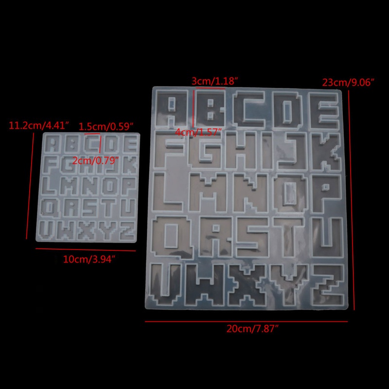 SIY  Pixel Letters Epoxy Resin Casting Mold Alphabet Keychain Pendant Alphabet UV Resin Silicone Mold Jewelry Making Tools