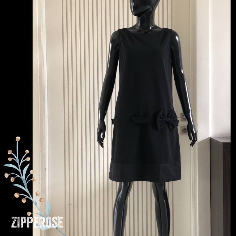 PATRIZIA PEPE Black Sleeveless Bow Loose Dress #0155