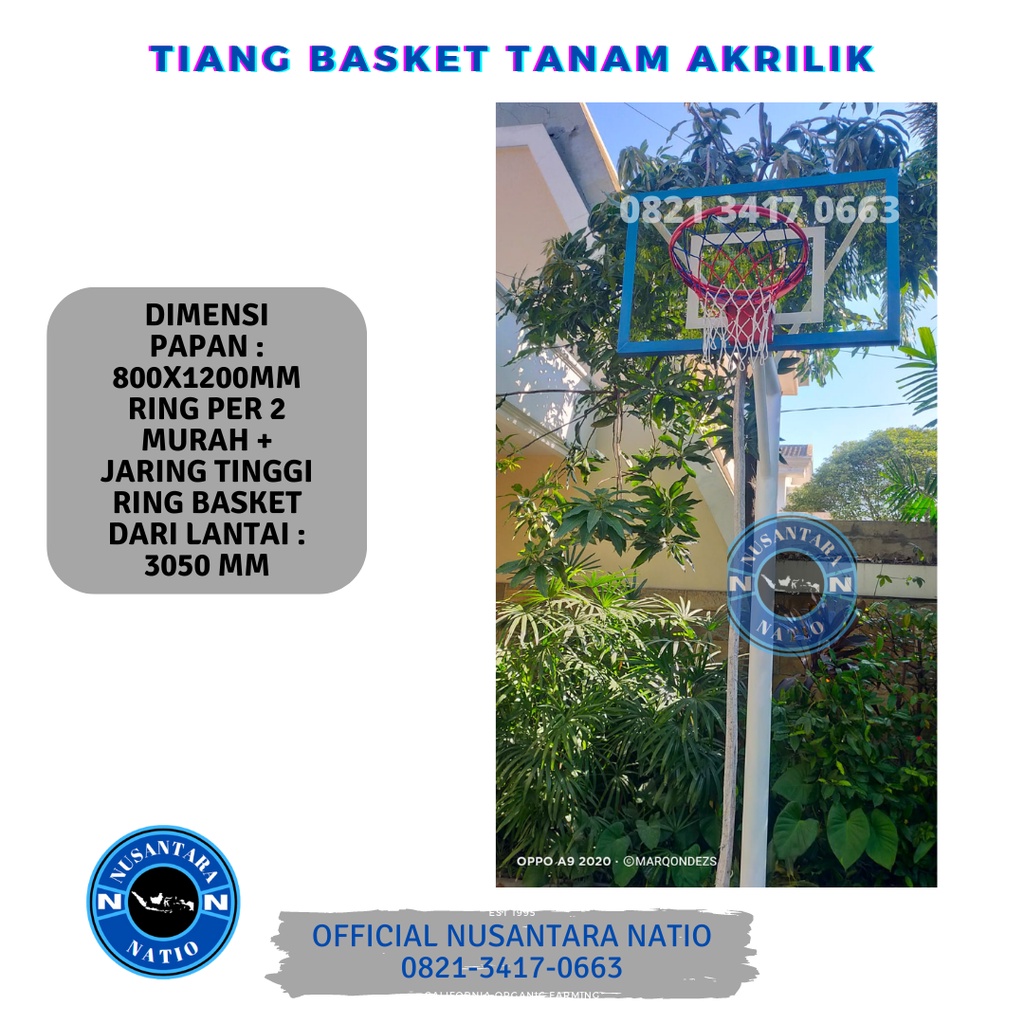 Tiang Basket Tanam Akrilik (Material 15mm) 80x120 R2M