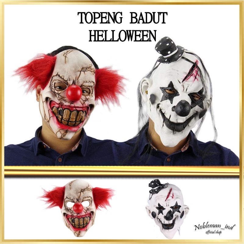 Topeng Badut Halloween Killer  Topeng Helloween Scary Clown Party Mask Paintball Full Face