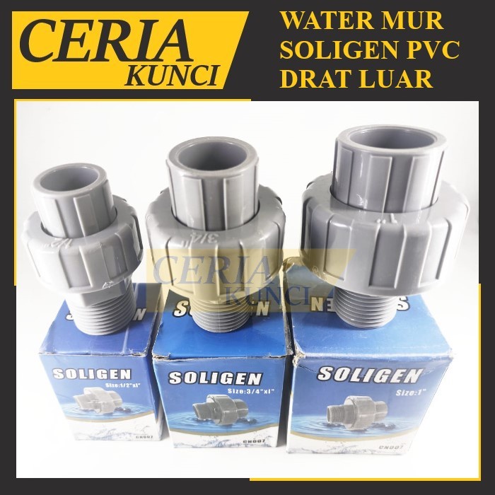 WATER MUR UNION SOCKET PVC SOLIGEN DRAT LUAR 1/2X1 INCH 3/4X1 INCH 1 INCH